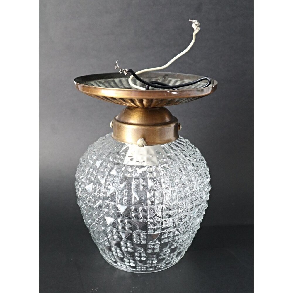 Vintage MCM Ceiling light Clear Lamp Shade & Fixture